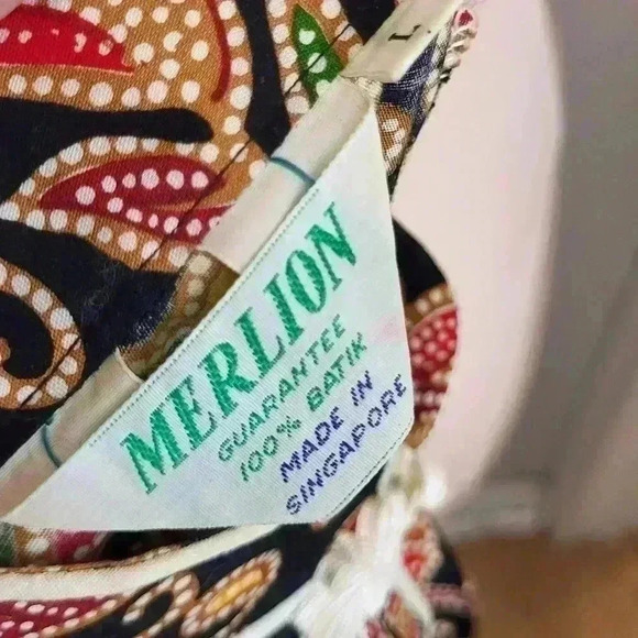 Vintage Merlion 100% Batik Top Womens Size Large - Picture 3 of 9